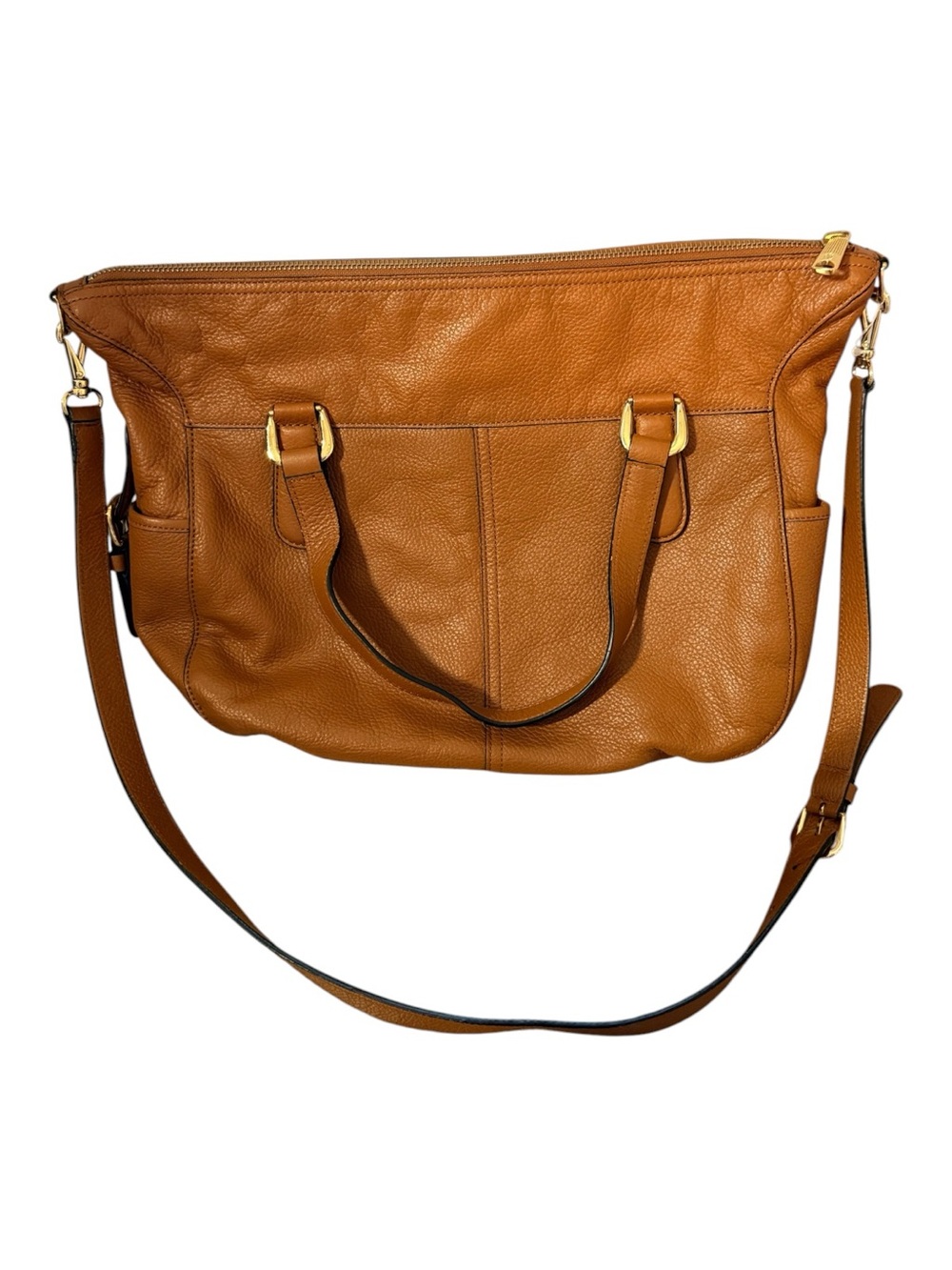 NWOT- Lauren Ralph Lauren Andover Convertible Crossbody Satchel Bag Camel Brown
